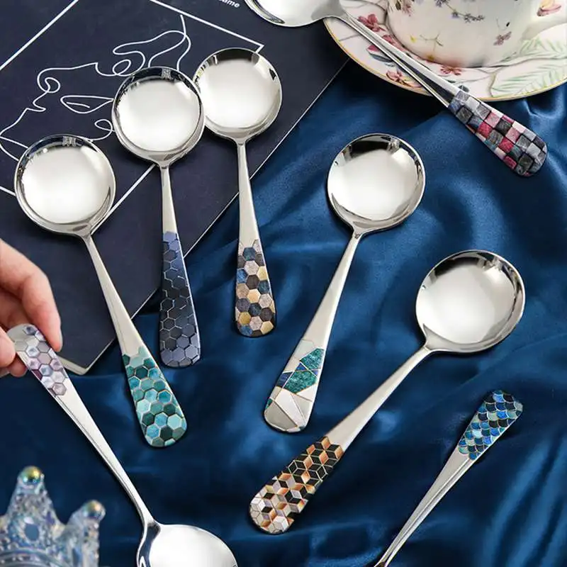 

Stainless Steel Spoon Spoons Thickened Material Mirror Polished Home Kitchen Specialty Spoons