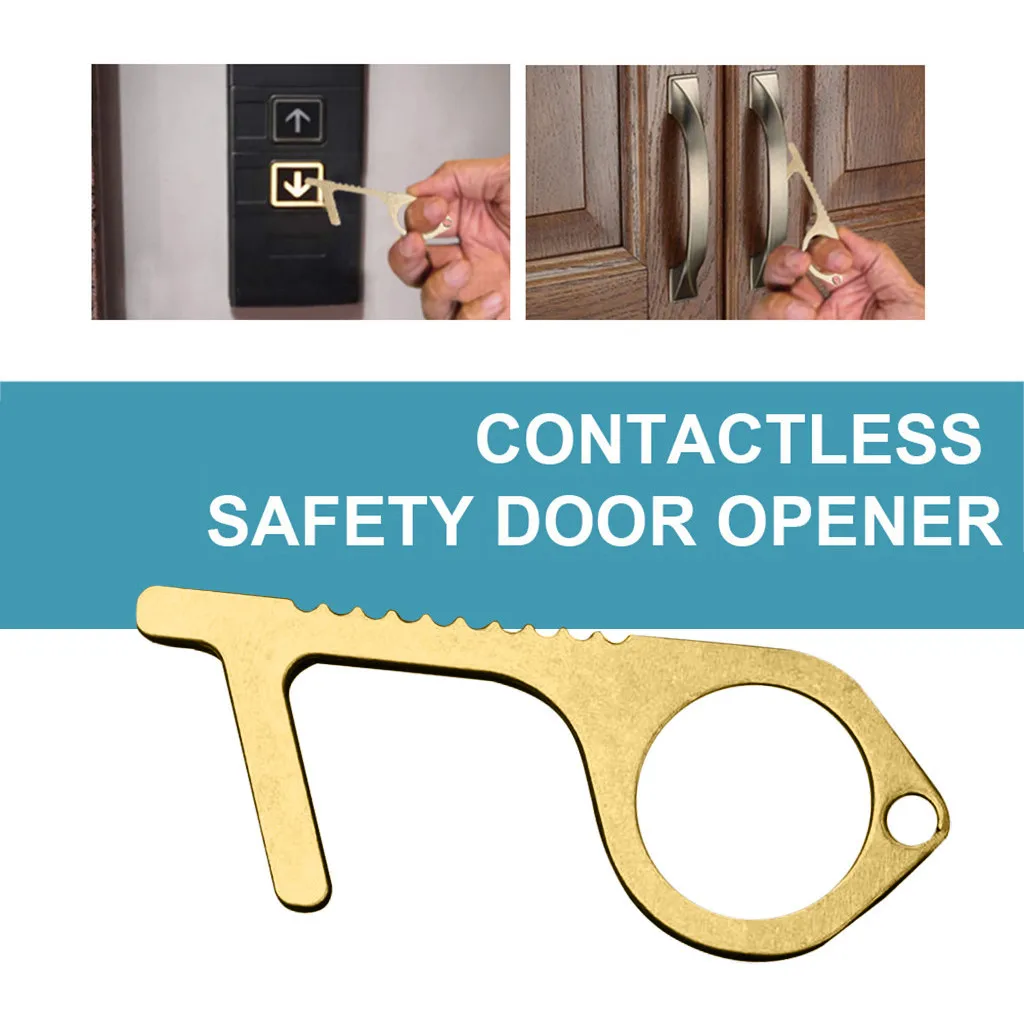 Портативный латунный EDC открывалка двери ближе Бесконтактный держать руки