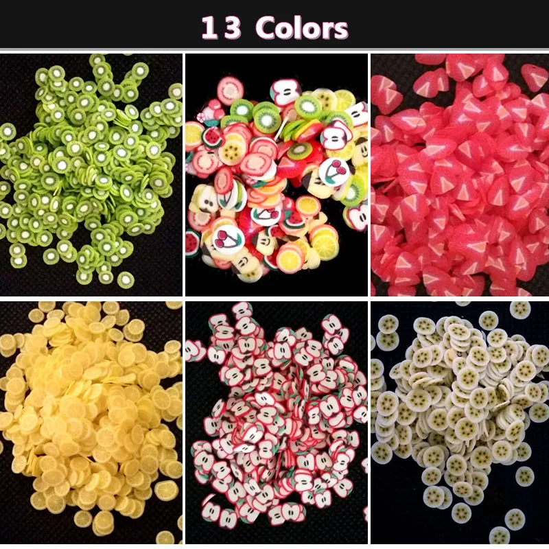 

DIY Coloful 3D Apple Orange Kiwi Fruit Nail Art Decorations Slices Polymer Clay Makeup Tools
