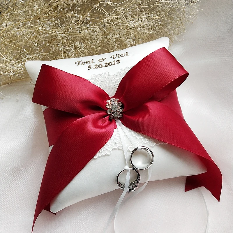 

Customized Ring Holder Wedding Engagement Personalized Valentines Day Bride Gift Mariage Ring Pillow for Mr Mrs