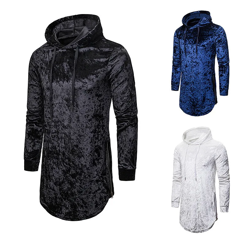 

New Men Suede Warm Hoodie Fashion Personality Long Sleeve Hoodise W10 harajuku