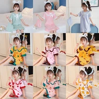 summer girls princess nightgowns kids short sleeve cartoon nightdress knitted pajamas sleepwear toddler clothes homewear