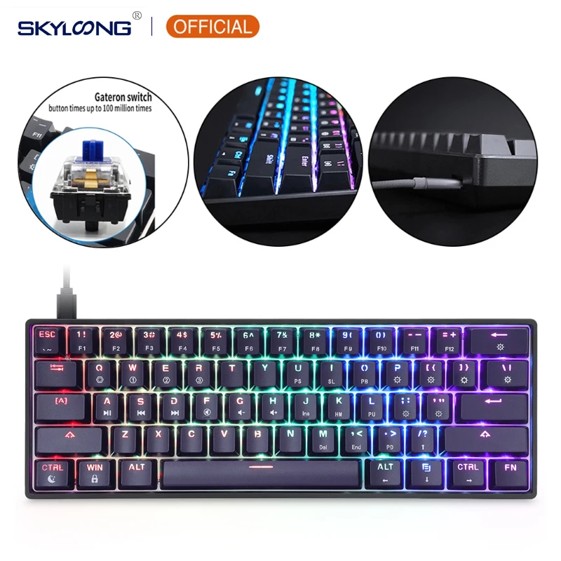 GK61 SK61 61 Key Mechanical Keyboard USB Wired LED Backlit A