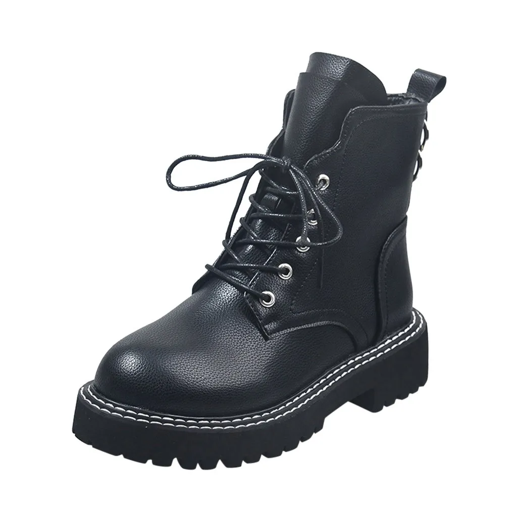 Женские короткие ботиночки из искусственной кожи Зимние ботинки на платформе