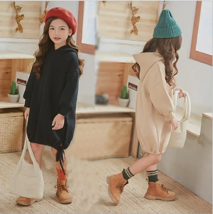 Эксклюзивное платье с капюшоном для девочек новинка 2019 модное бархатное