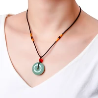 15mm natural myanmar emerald jadeite carved pendant necklace high end gift round donut pendant necklaces
