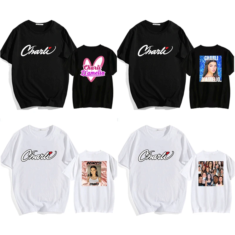 

Unisex T-Shirt Charli D'amelio Cool T-shirt Oversized Round Neck Kpop 2020 Women Casual Cotton Short Sleeve T-shirt