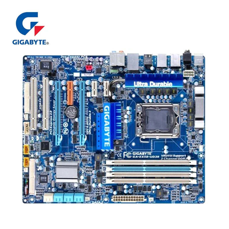 Материнская плата для Intel X58 Gigabyte DDR3 LGA 1366 USB3.0 24 ГБ SATA III|Материнские платы| |