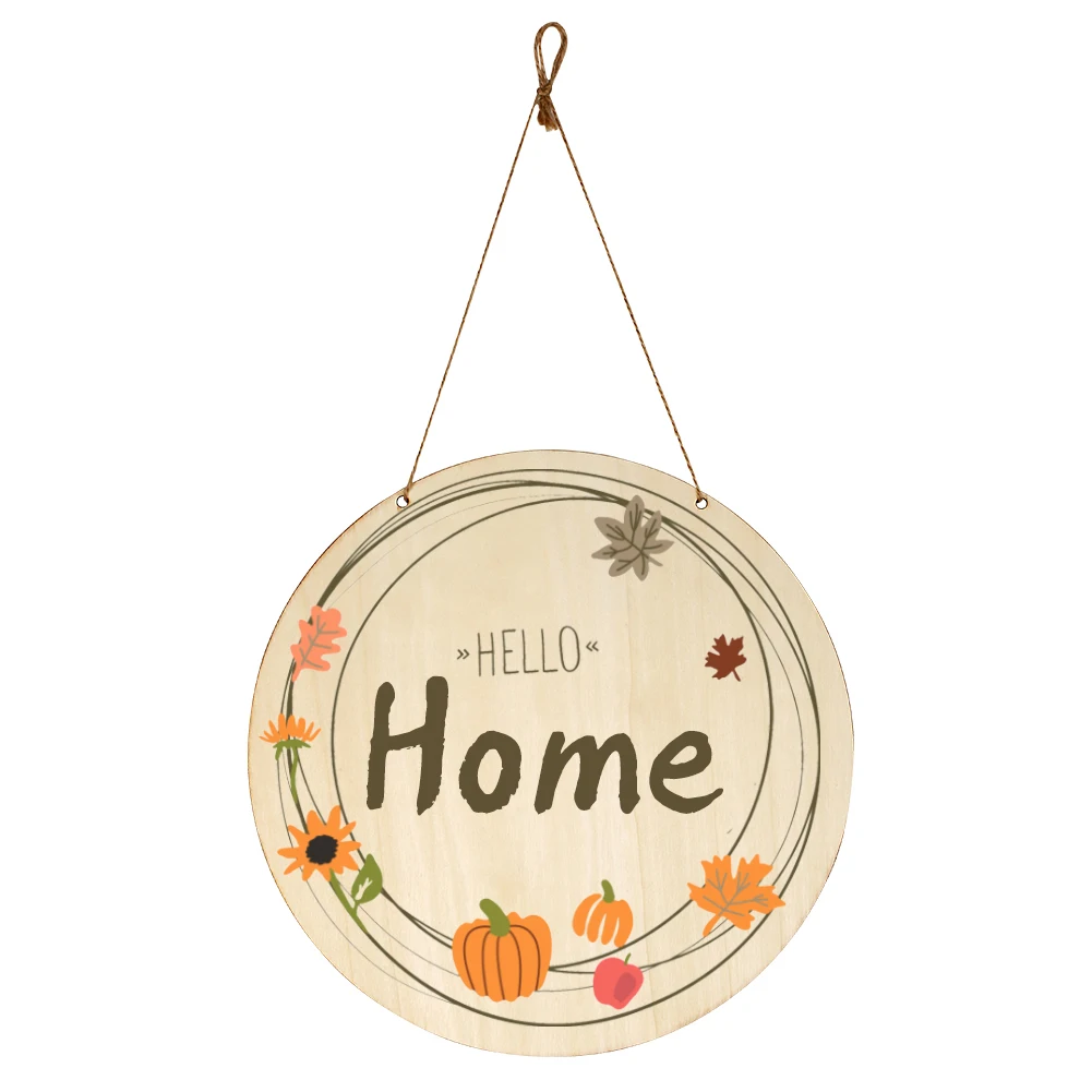 

Welcome Door Wreath Wooden Sign DIY Pattern Home Festival Decor Wood Crafts Ornaments Hanging Sign ForIndoor Shop Outdoor