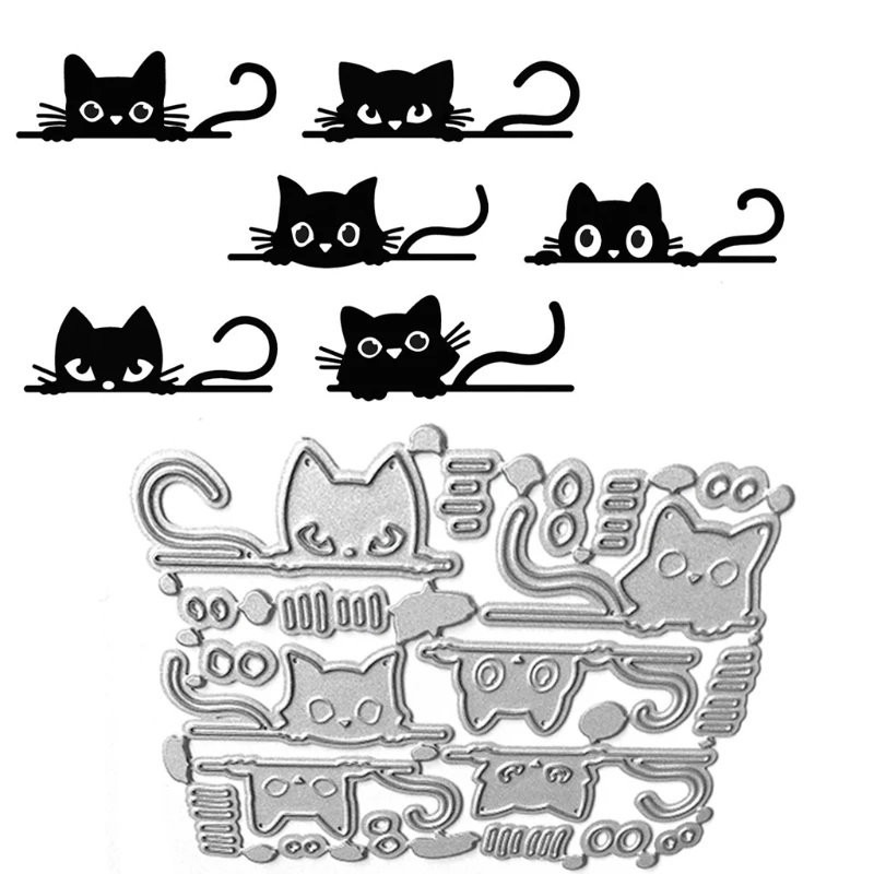 

P15D Cute Cat Shape Frame Carbon Steel Cutting Dies DIY Scrapbooking Photo Album Embossing Paper Cards Making Stencil Decorative