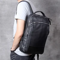 simple casual mens genuine leather shoulder bag head layer cowhide ladies daily travel black large capacity backpack laptop bag