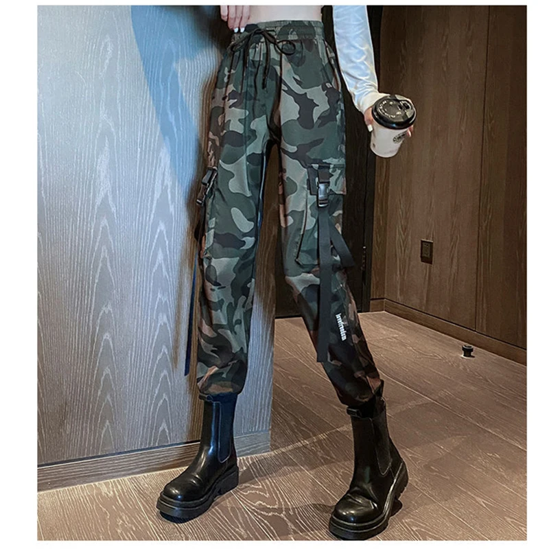 

Women's 2021 Spring Autumn Fashion Cargo Pants High-Waist Casual Camouflage Pants Loose Sports Trousers