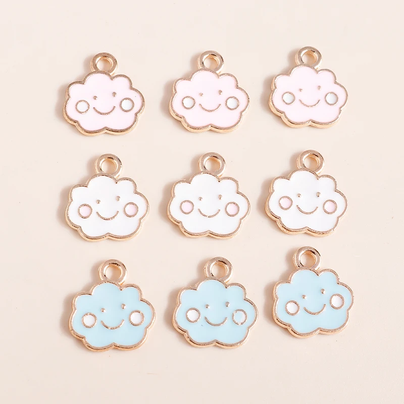 

10pcs 13*11mm Cute Cloud Charms Necklaces Earrings Making Accessories Pendant Enamel Cloud Smile diy Charms Jewerly Findings