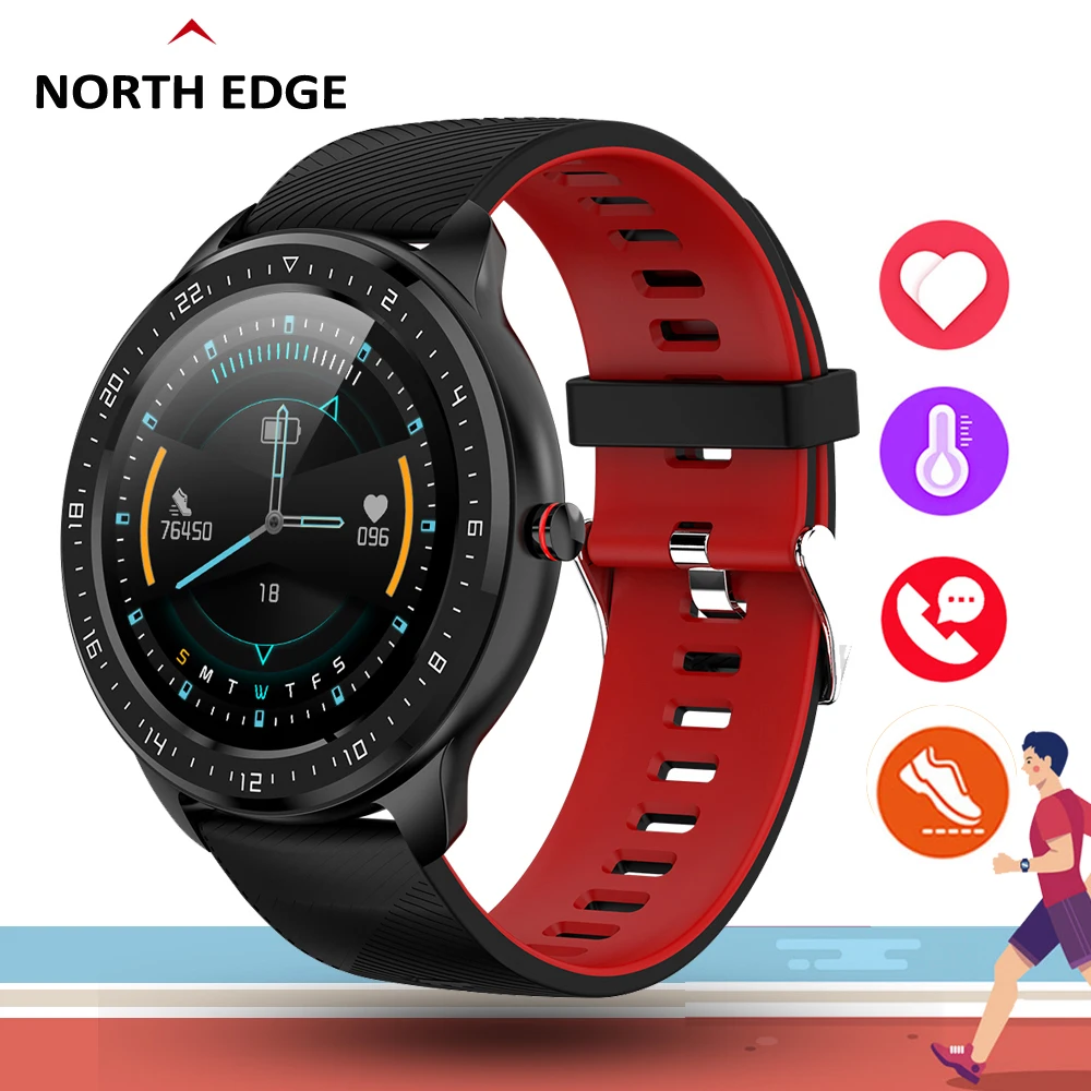 Мужские Смарт часы NORTH EDGE с сенсорным экраном IP67 водонепроницаемые пульсометр