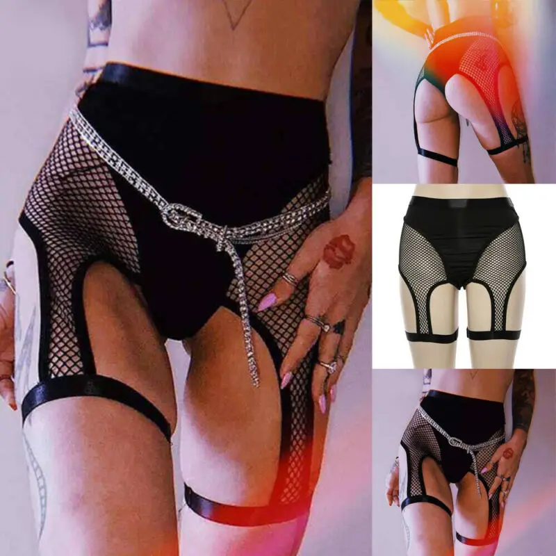 Женская сексуальная сетчатая Лоскутная Короткая подвязка с вырезами