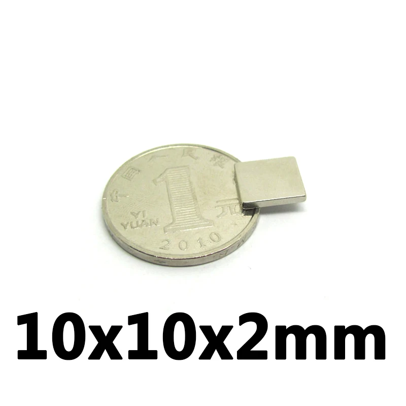 Фото Сильный квадратный редкоземельный магнит NdFeB 10 х10х2 мм 20/50/100/200 шт.|Магнитные