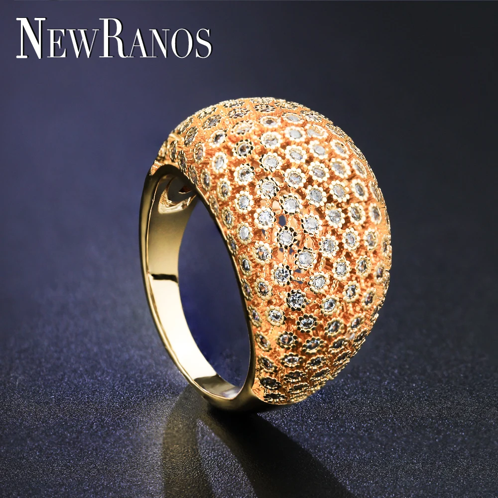 Newranos Hollow Finger Ring Micro Zirconias Pave Silver Color Unique for Fashion Jewelry Accessories R09GY1292 | Украшения и - Фото №1