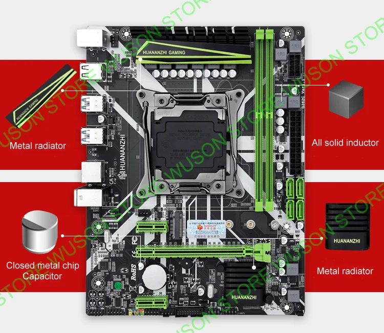 HUANANZHI X99 LGA2011-3 материнская плата комплект со скидкой материнская плата с M.2 NVMe Слот Процессор Xeon E5 2680 V3 ram 32G(2*16G) DDR4 2133