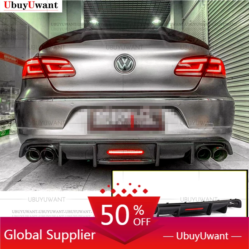 

Задняя губа из углеродного волокна ABS светодиодный светильник кой для Volkswagen Passat CC VW CC спойлер 2009-2017 плавники Акула стильный диффузор бампер ГУАР