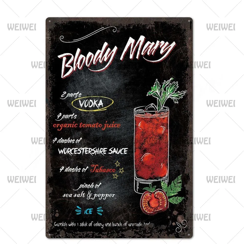 

Tinbar Summer Beer Retro Metal Tin Signs Mojito Martini Cocktail Plaque Pub Bar Art Stickers Wall Decor Fruit Whisky Metal