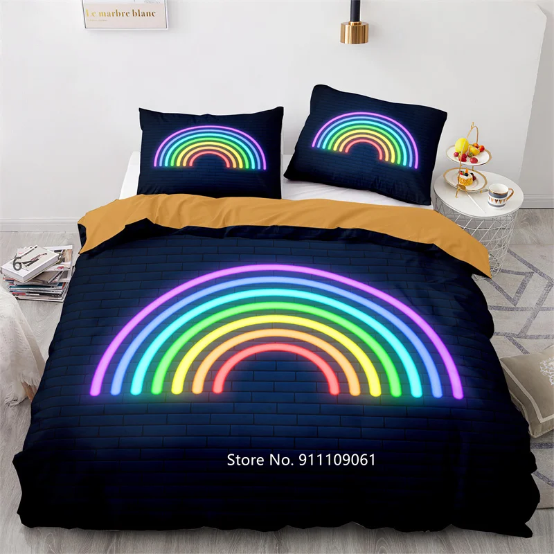 

Rainbow Series Cute Cartoon Bedding for Children Boys and Girls Room Soft Bedspread Comfortable Down Bed Cover Pillowcase