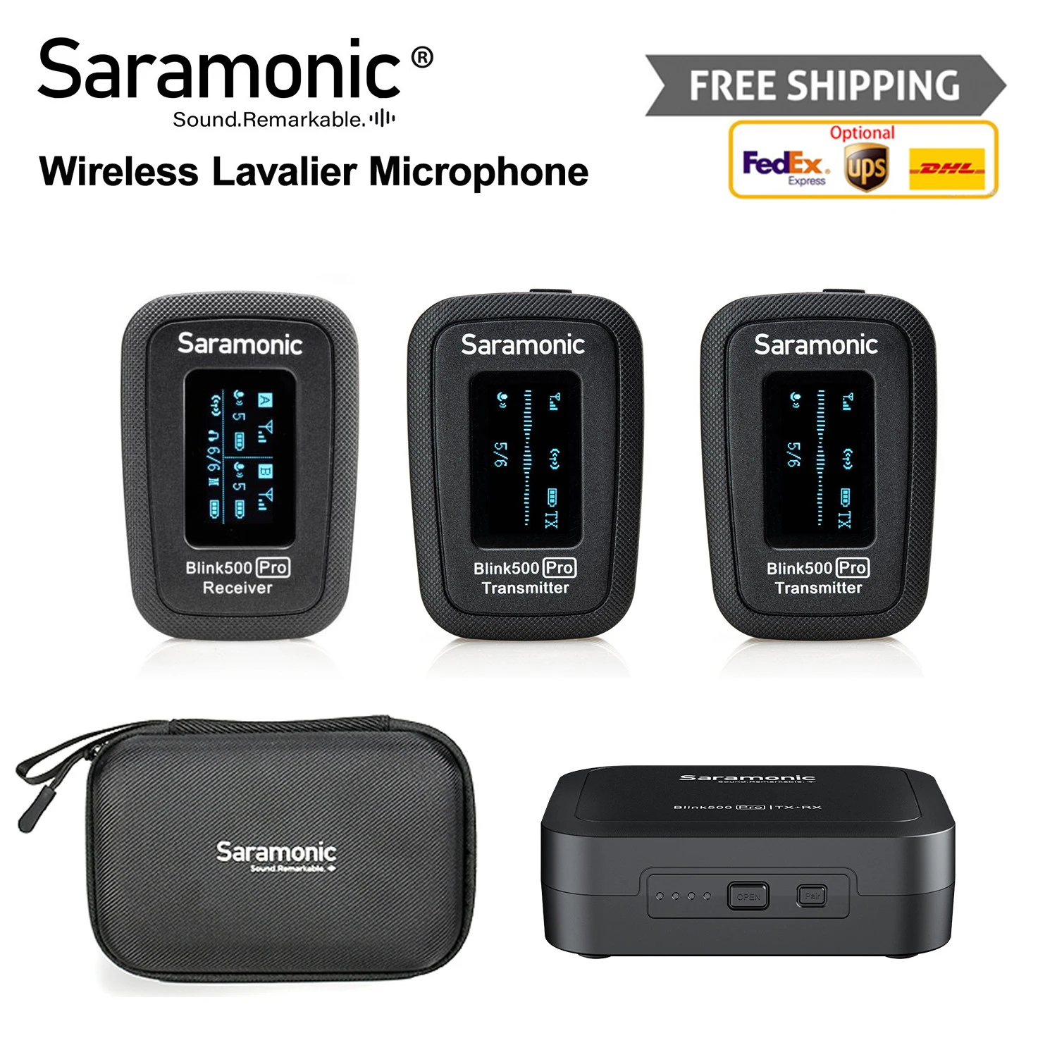 

Saramonic Blink 500 Blink500 Pro B1 B2 2.4G Hz Dual-Channe Wireless Lavalier Lapel Microphone for DSLR camera smartphones