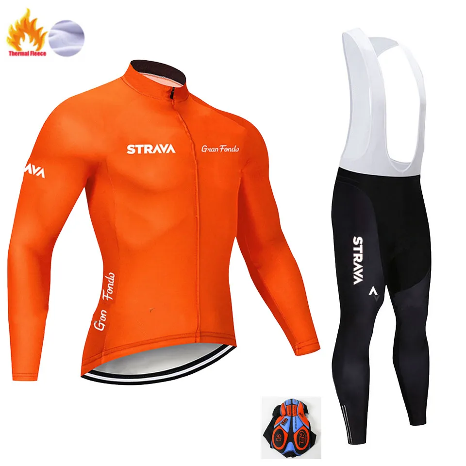 Winter Cycling Suit Strava, длинный рукав, Майо, Ropa Ciclismo Invierno, термо флис, велосипедная команда, Велоспорт, Джерси, набор, зима, MTB, одежда для велосипеда - Цвет: Winter Cycling Suit