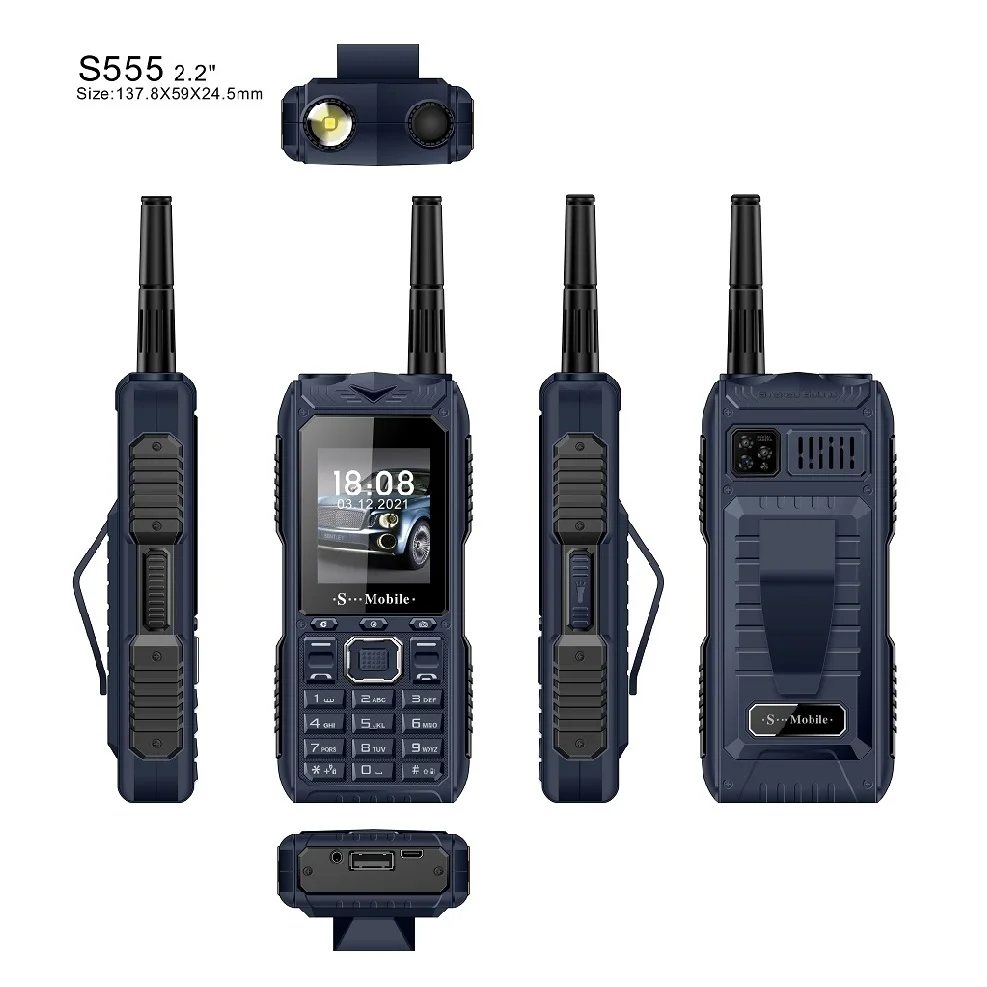 1Set S555 Three Cards Three Standby Outdoor Mobile Phone Standby Long Can Pull Up Antenna Signal Strongly Send Waist Clip