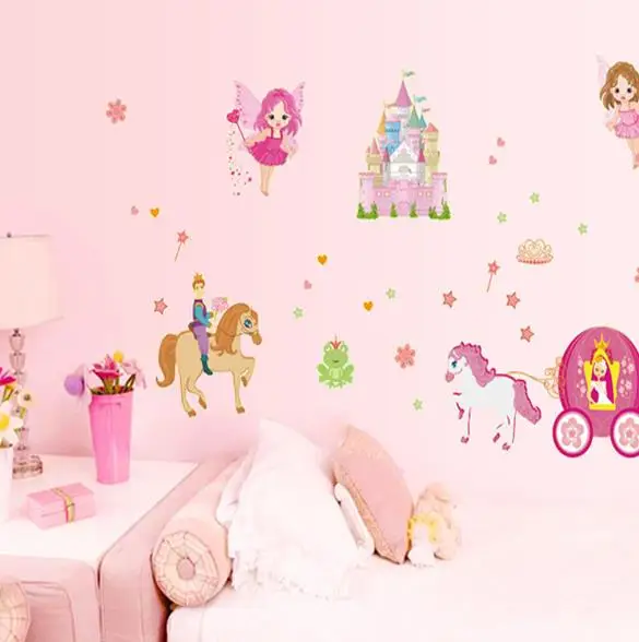 3d Wallpaper Luminous Custom Little Princess and One-horned Horse Castle Fairy Tale Children's Room Background Wall | Дом и сад