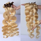 Волнистые бразильские человеческие волосы, 613 цветов, 1, 3, 4 пучка, волосы Реми, 28, 30, 40 дюймов, светлые волосы для наращивания, средняя партия