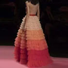 Женские вечерние юбки в пол, красивые смешанные цвета, с высокой талией, модные, многослойные, тюлевые, на молнии