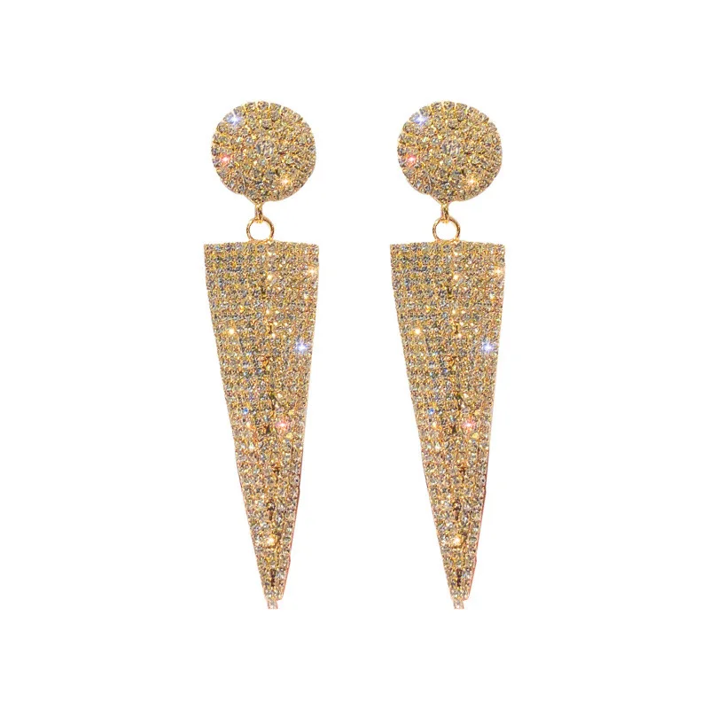 

Round Earrings European and American fashion simple personality exaggerated Earrings long net Red Diamond Earrings