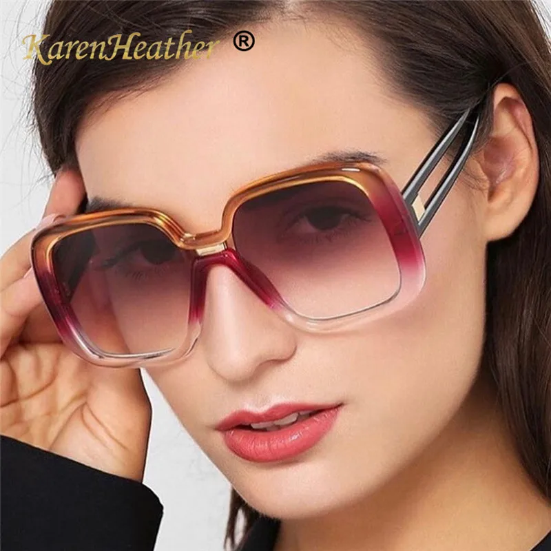 KarenHeather/Модные женские солнцезащитные очки с большой квадратной оправой 2019