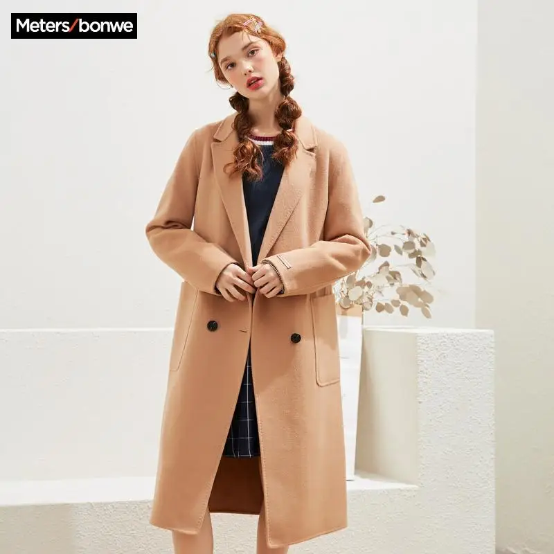 Metersbonwe Женское шерстяное пальто верхняя одежда зимняя офисное Модное теплое