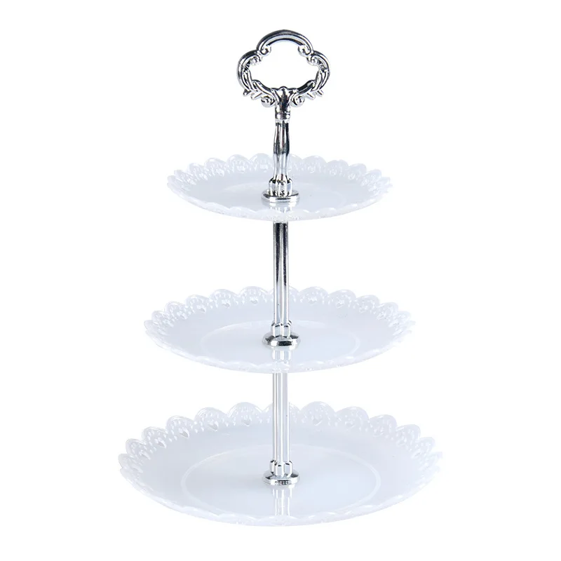 3 Tier Plastic Cake Stand Afternoon Tea Cake Stand Wedding Cake Plates Party Tableware Cake Shop Three Layer Cake Rack - Цвет: Transparent