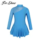 Детский костюм для гимнастики для девочек, блестящее современное лирическое платье для катания на коньках, трико для балета и танцев