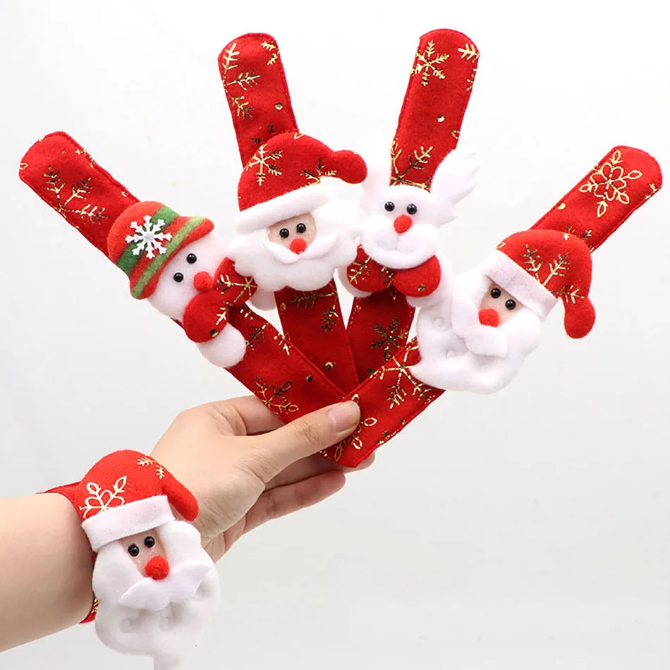 

3pcs Christmas Patting Circle Bracelet Decoration for Xmas Children Gift Santa Claus Snowman Deer New Year Party Toy Decor