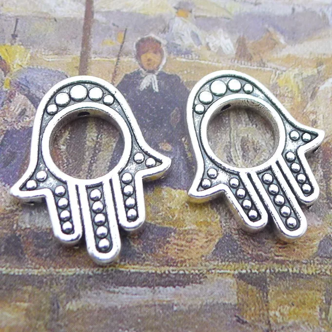 

Jewelry Making Supplies Hand Small Beads Antique Silver Color 20x24mm 4 Pieces