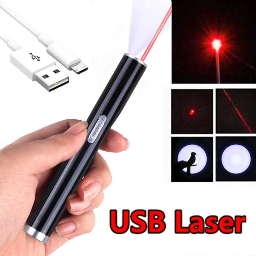 

New 2 in 1 Laser Flashlight Mini Moon Light 532nm 650nm Green Red Laser Pointer USB Rechargeable Laser Conference Pointer Pen