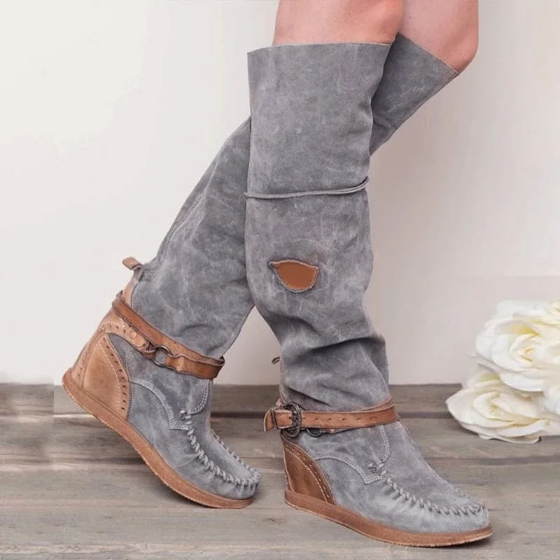 Сапоги LOOZYKIT женские выше колена высокие сапоги с бахромой и пряжкой зимняя