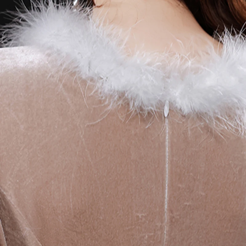 

New V-Neck Evening Dress Empire Full Sleeves Simple Pleat Floor-Length Zipper Back Fashion A-Line Woman Formal Party Gowns A1054