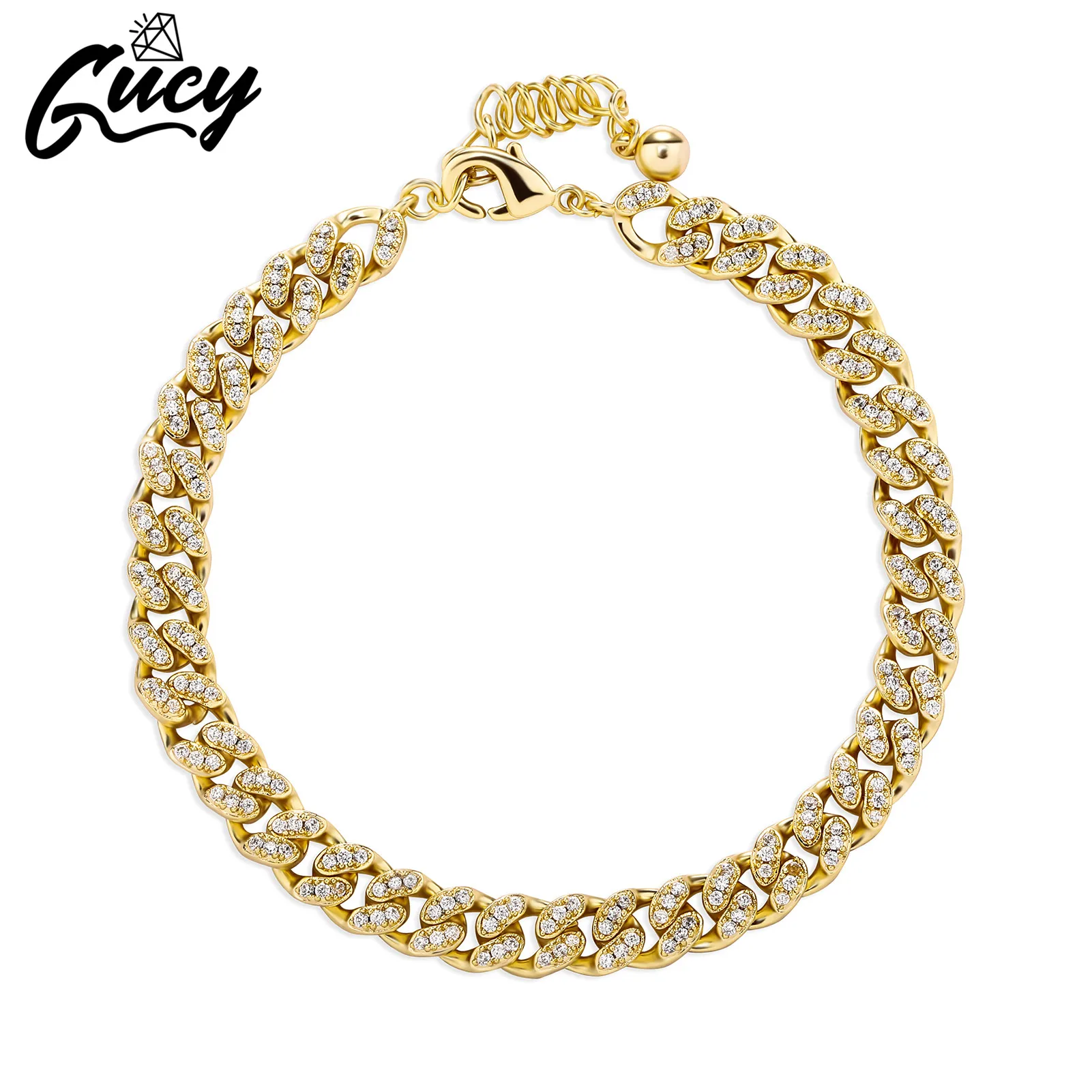

GUCY 5mm Miami Cuban Bracelet Full Iced Out Bling Charm Hip Hop Jewelry Cubic Zirconia Bracelet