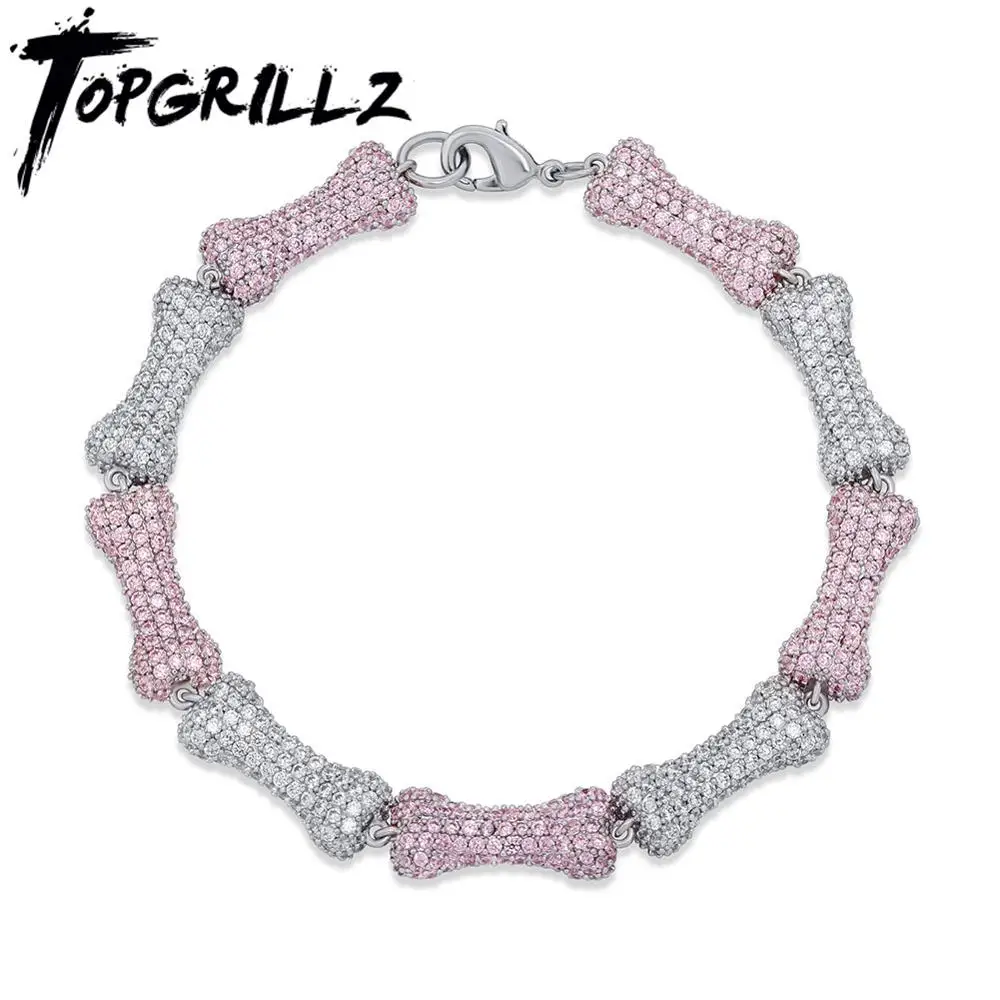 TOPGRILLZ 9 мм AAA кубический цирконий браслет ледяной Циркон кость цепь для мужчин