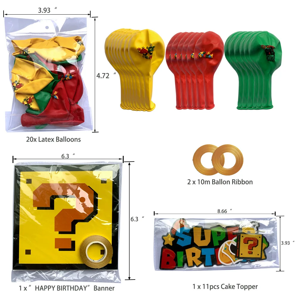 

Kids Birthday Balloons Happy Birthday Banner Cartoon confetti Balloons Cake Toppers for Baby Girls Boys Birthday Party Shower