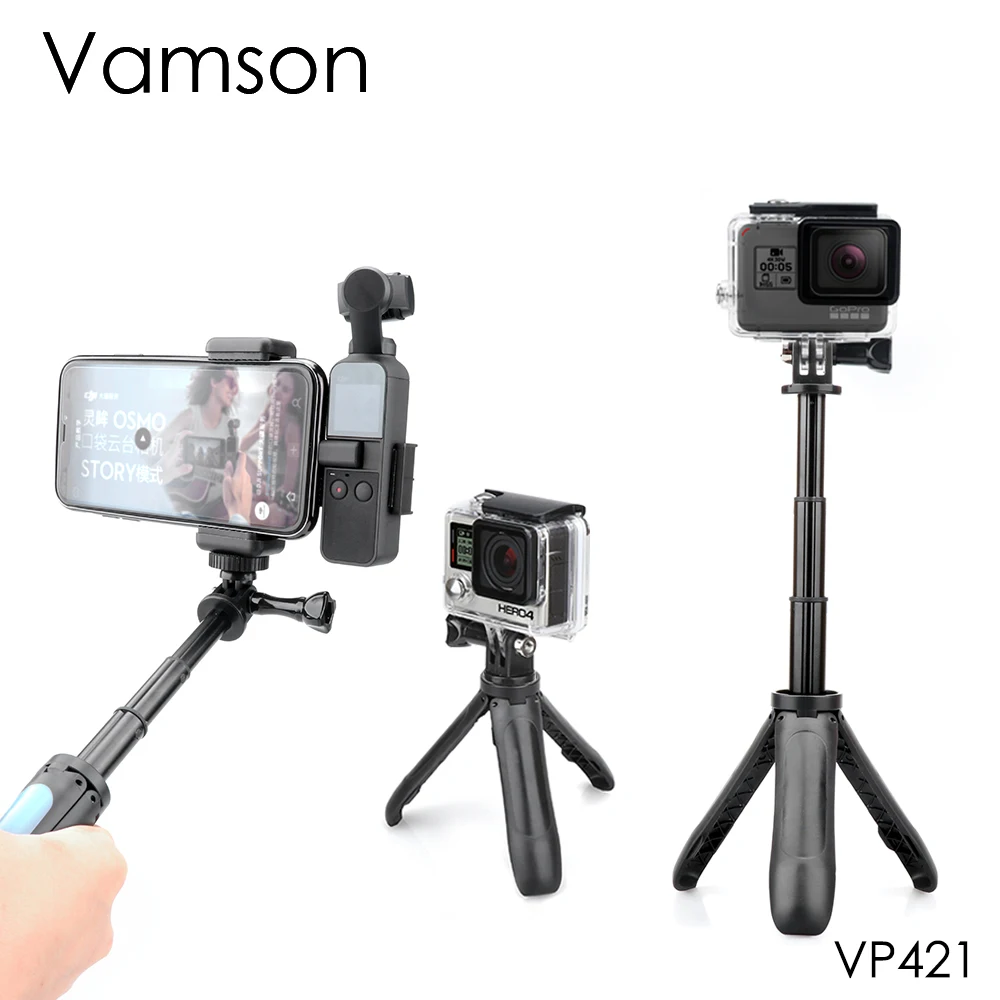 Экшн раздвижная ручка Vamson для Gopro Hero 7 6 5 Black DJI OSMO карманный мини штатив селфи палки