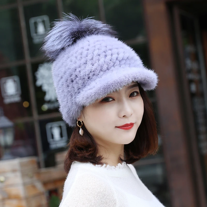 Женские меховые шапки Harppihop черная шапка из натурального меха норки теплая