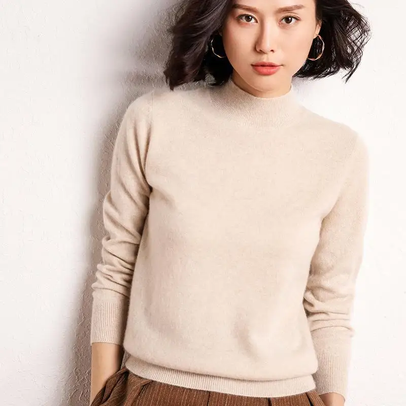 

DIMANAF Autumn Women Sweaters Winter Long Sleeve Pullover Tops Female Turtleneck Wool Knitted Wool Basic 2021 Solid Tees Shirt
