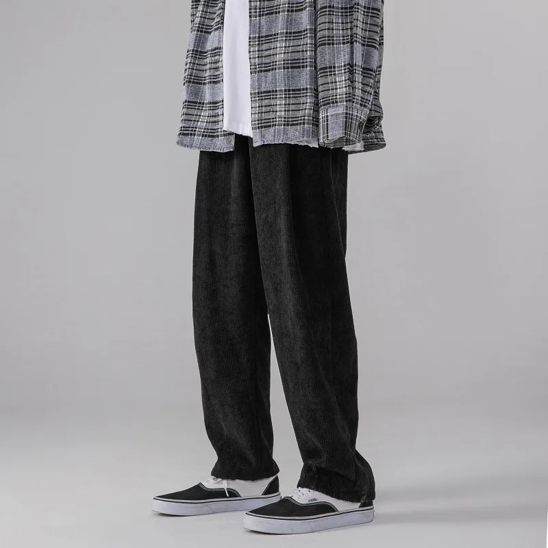 

Autumn and Winter New Men's Pants Warm Corduroy Pants Men's Ins Hong Kong Style Loose Student Wide Leg Casual Pants Men's Wear