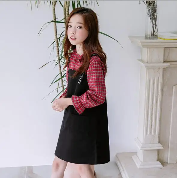 2 шт. клетчатая рубашка с оборками и платье без бретелек на Возраст 4-14 лет | Мать