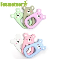 fosmeteor mouse silicone baby teether cartoon tiny rod for infant molar rodent pacifier chain food grade mouse baby teethers